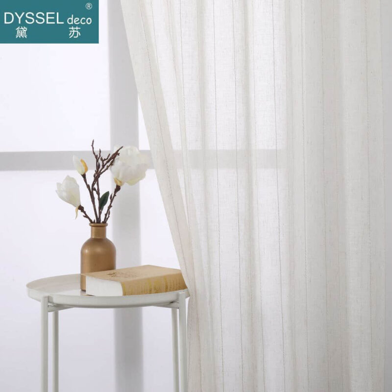 Elegant Natural Linen Stripe Slub Sheer Curtain - Image 2