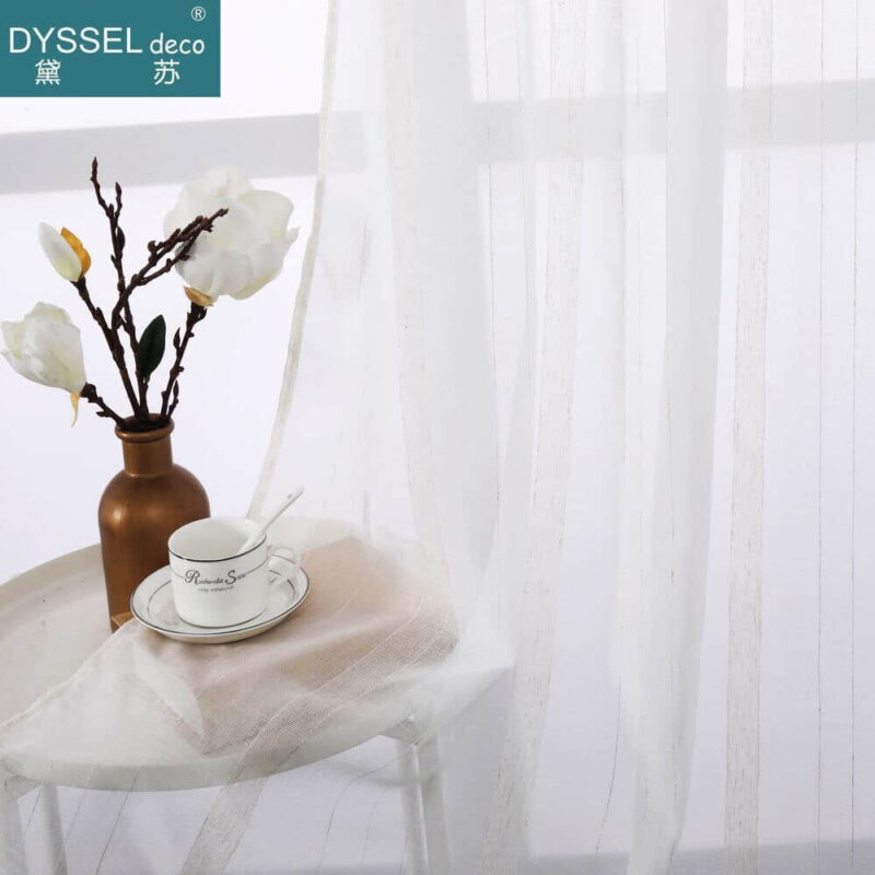 Deco Striped Snow Sheer Tulle Home Window Curtains - Image 4