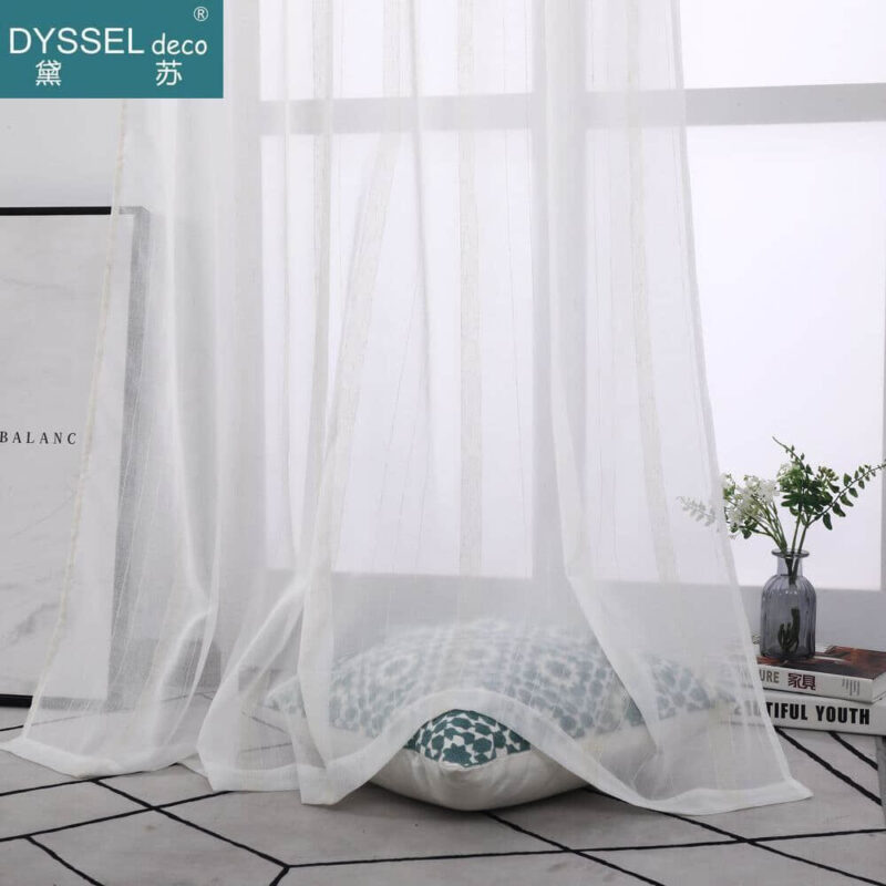 Deco Striped Snow Sheer Tulle Home Window Curtains - Image 5