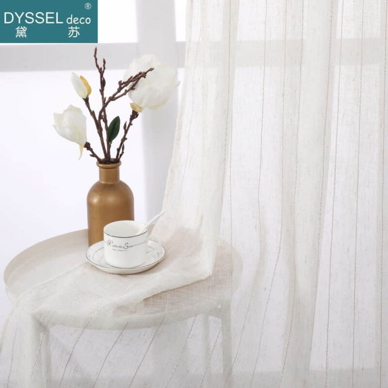 Elegant Natural Linen Stripe Slub Sheer Curtain - Image 5