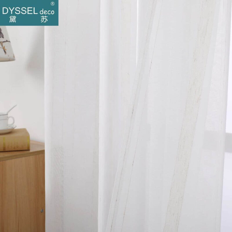 Deco Striped Snow Sheer Tulle Home Window Curtains