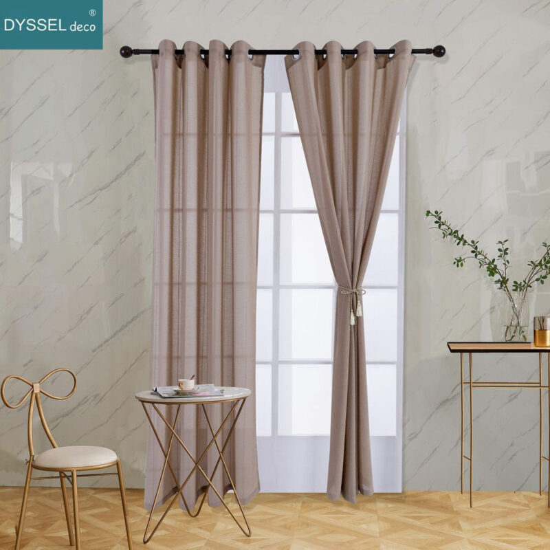 Modern Natural Linen Stripe Sheer Curtain - Image 3