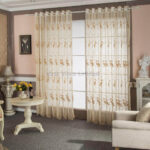 Home Sheer full scallop Embroidery Floral Window Curtain