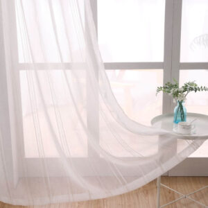 Modern Linen Striped Grey Sheer Tulle Window Curtains