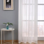 Modern Deco Linen Striped Grey Sheer Tulle Curtains