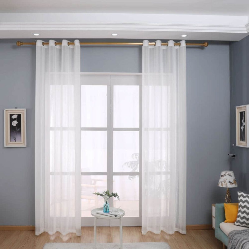 Modern Deco Linen Striped Grey Sheer Tulle Curtains - Image 6