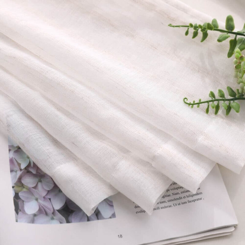 Modern Deco Linen Striped Tulle Home Window Curtains - Image 6