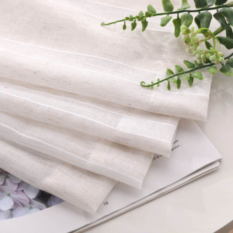 Deco Linen Striped Snow Sheer Tulle Home Window Curtains - Image 7