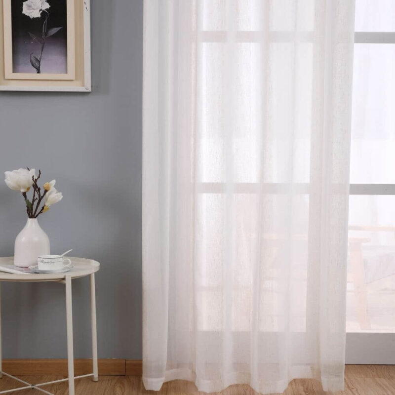 Deco Linen Striped Snow Sheer Tulle Home Window Curtains
