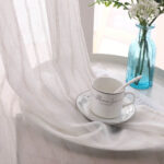Modern Deco Linen Striped Tulle Home Window Curtains