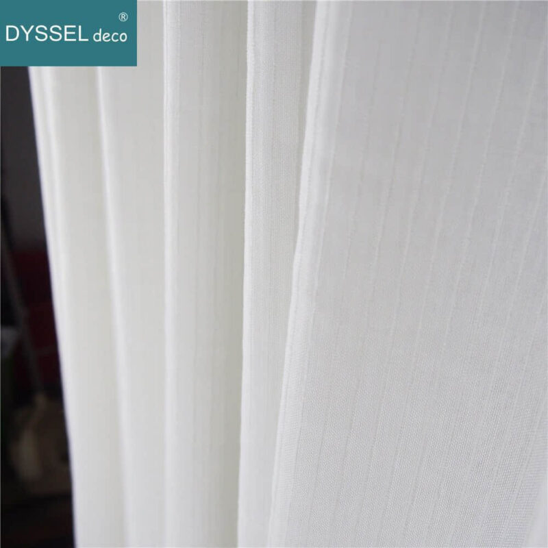 Modern Decorative Linen Striped Home Sheer Window Curtains - Image 2