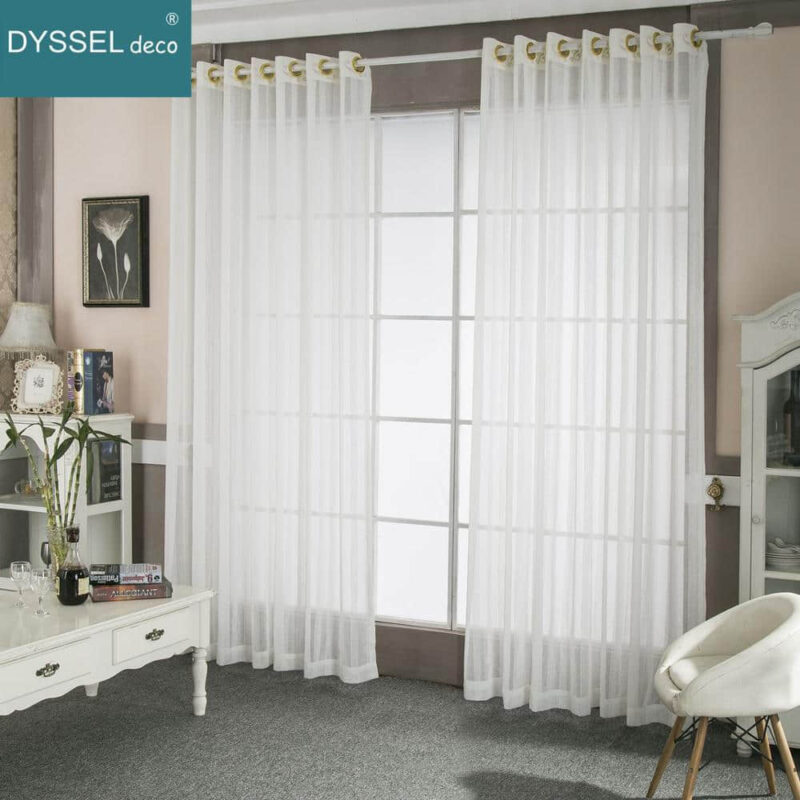 Modern Linen Striped Home Sheer European Style Curtains - Image 2