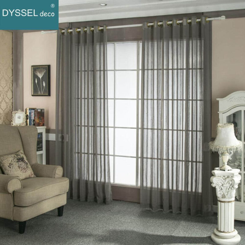 Modern Linen Striped Home Sheer European Style Curtains - Image 4
