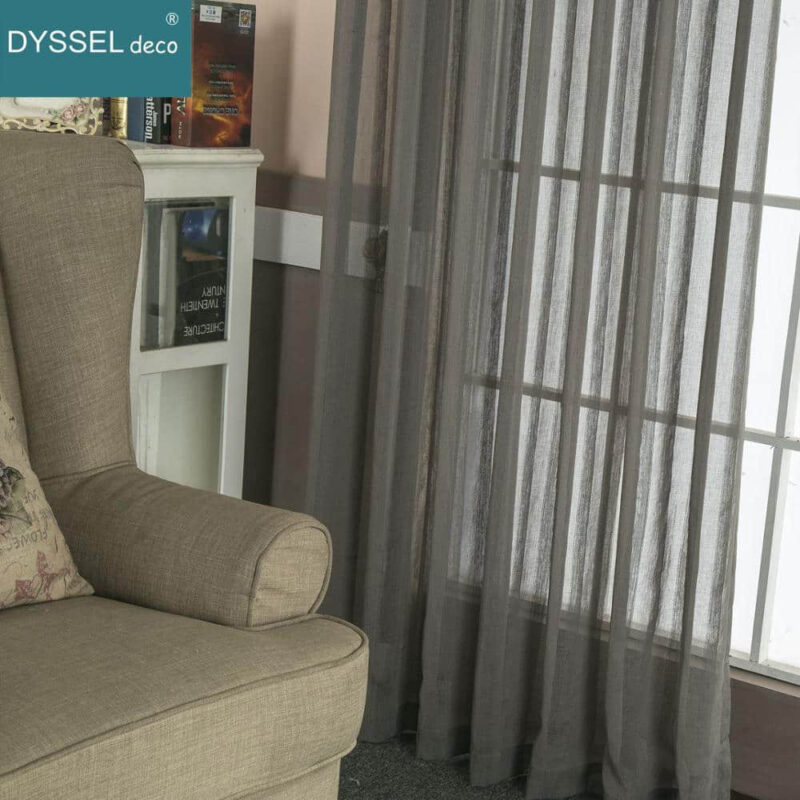 Modern Linen Striped Home Sheer European Style Curtains - Image 5
