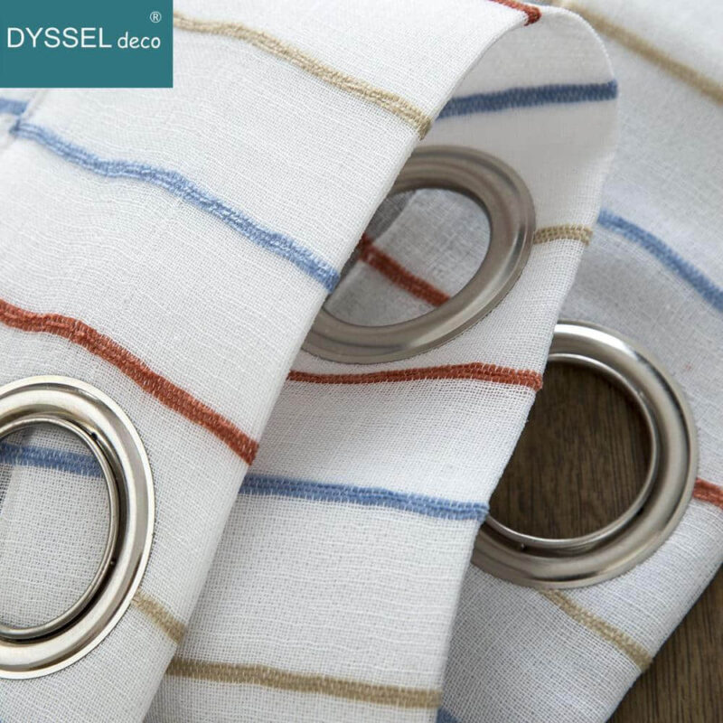Modern Drapery Striped Linen Home Semi-Sheer Window Curtain - Image 5