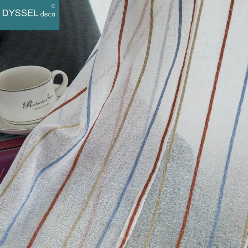 Modern Drapery Striped Linen Home Semi-Sheer Window Curtain
