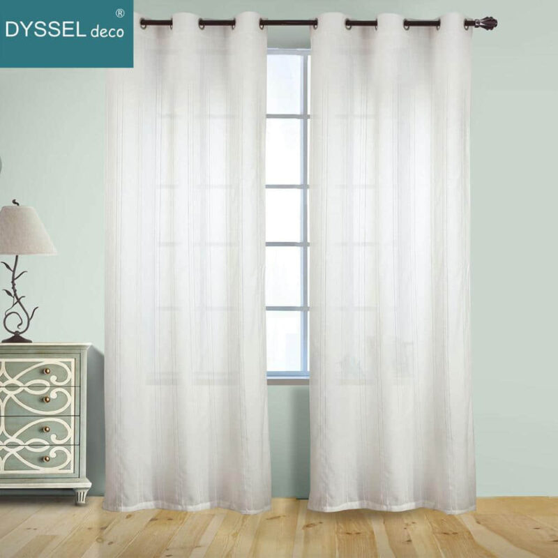Modern Drapery Striped Linen Home Sheer Curtain - Image 5