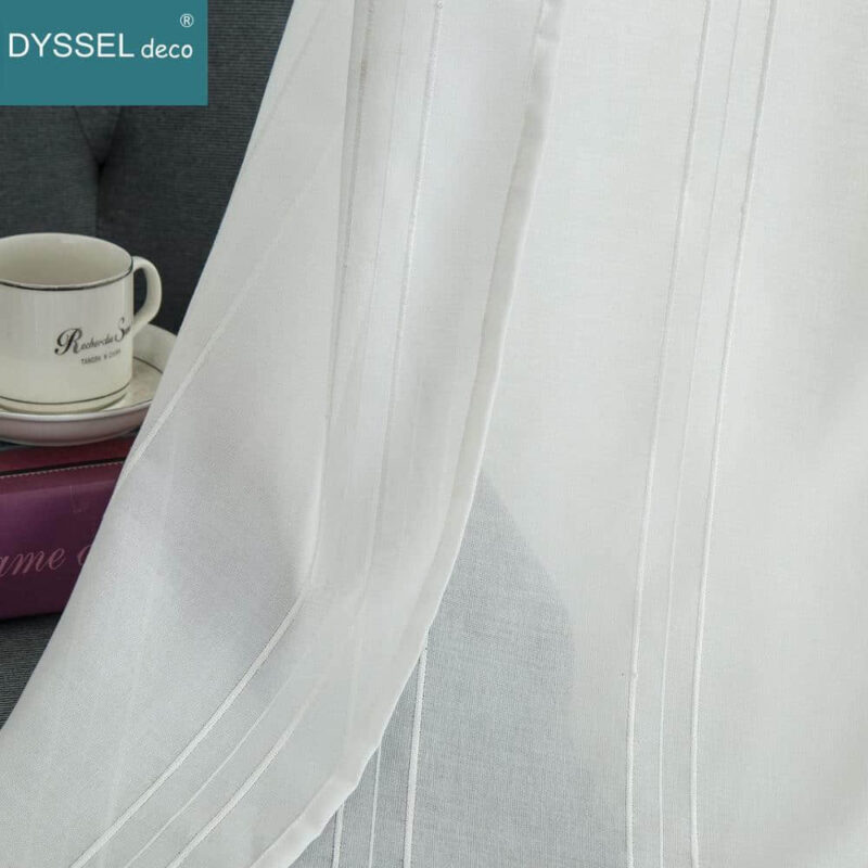 Modern Drapery Striped Linen Home Sheer Curtain - Image 6
