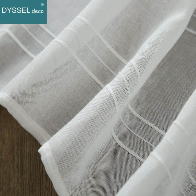 Modern Drapery Striped Linen Home Sheer Curtain - Image 7