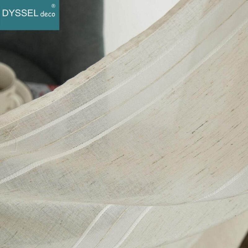 Modern Drapery Striped Linen Home Sheer Curtain - Image 2