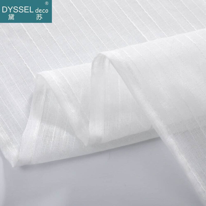 Modern Slub Linen Striped Snow Sheer Tulle Home Curtains - Image 2
