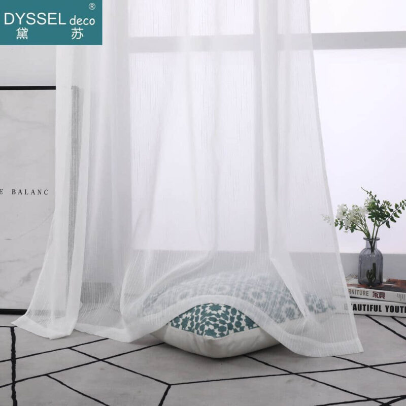 Modern Slub Linen Striped Snow Sheer Tulle Home Curtains - Image 3