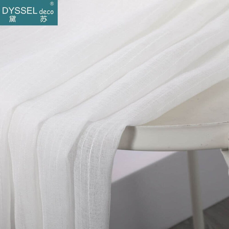 Modern Slub Linen Striped Snow Sheer Tulle Home Curtains - Image 4