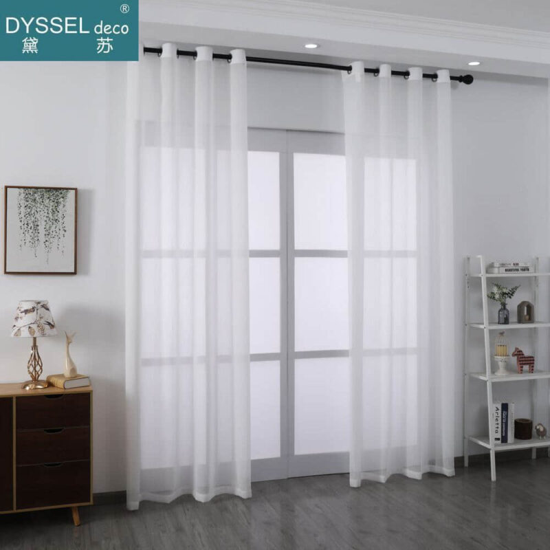 Modern Slub Linen Striped Snow Sheer Tulle Home Curtains - Image 5