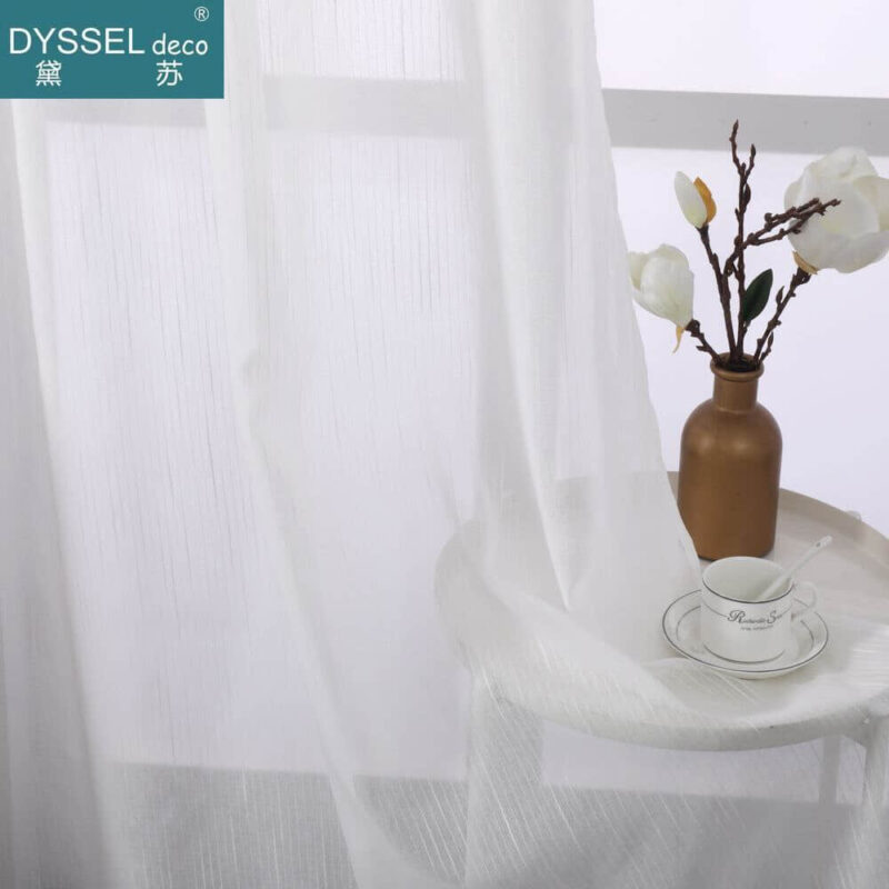 Modern Slub Linen Striped Snow Sheer Tulle Home Curtains - Image 6