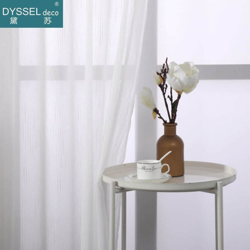 Modern Slub Linen Striped Snow Sheer Tulle Home Curtains