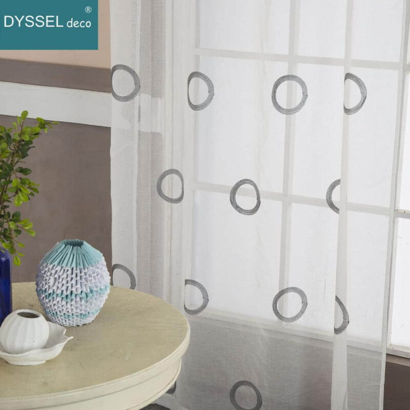 Modern full Embroidery Circle Pattern Curtain - Image 2