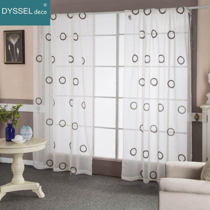 Modern full Embroidery Circle Pattern Curtain - Image 4