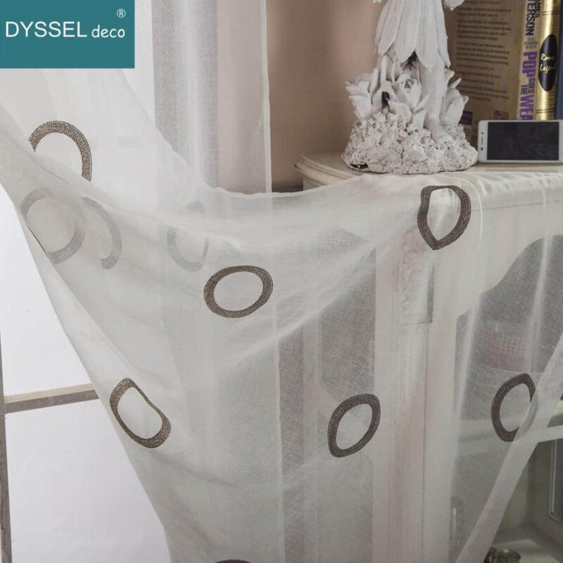Modern full Embroidery Circle Pattern Curtain - Image 5
