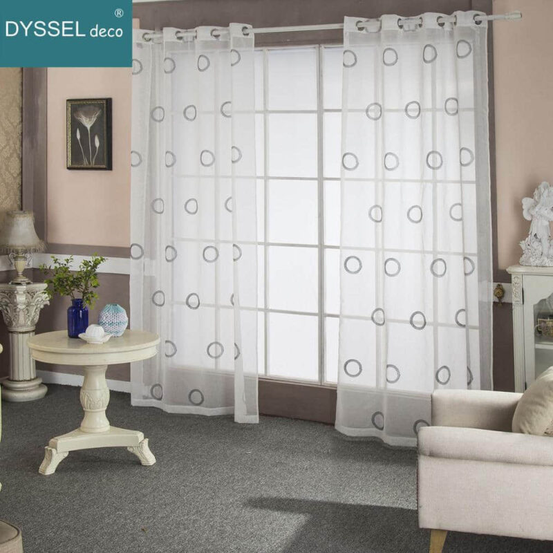 Modern full Embroidery Circle Pattern Curtain