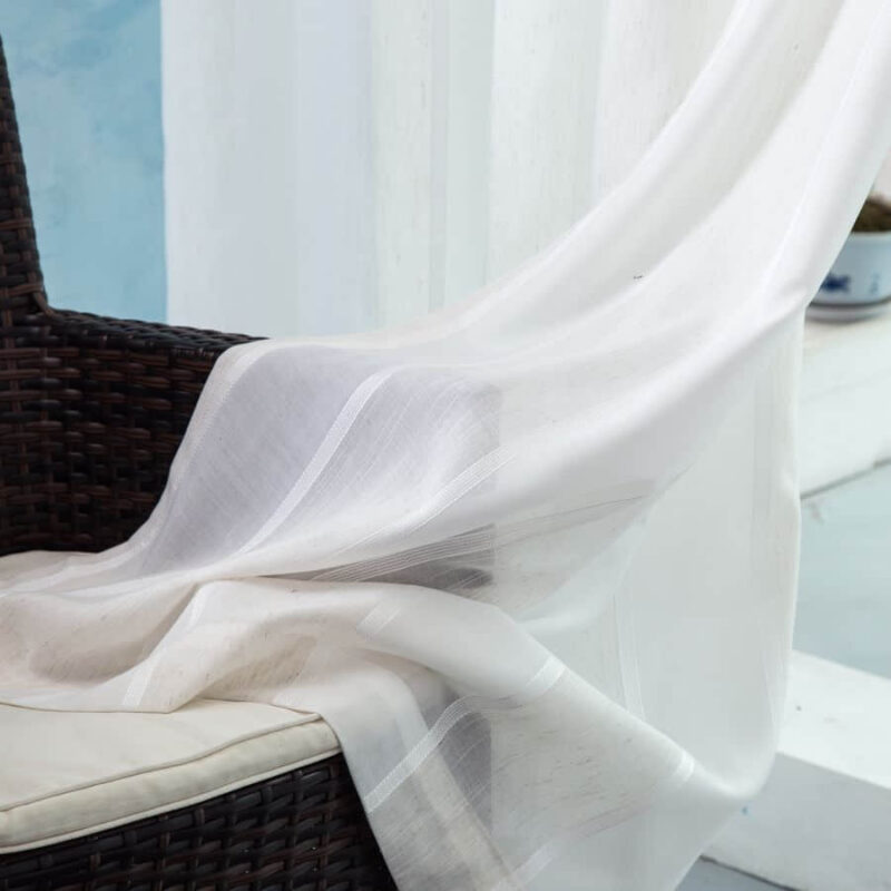 Nature Linen Stripe Home decorative European style Sheer Curtain - Image 5