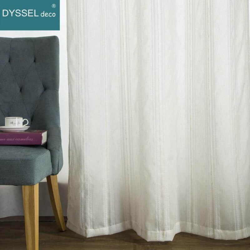 Retro Linen Striped Home Sheer Window Curtains - Image 3