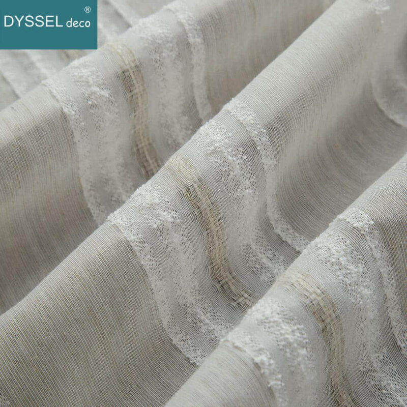 Retro Linen Striped Home Sheer Window Curtains - Image 6