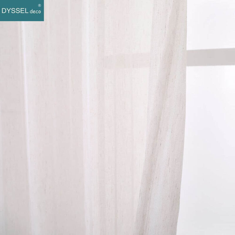 Retro Decorative Linen Striped Home Brown Semi Sheer window Curtains - Image 4