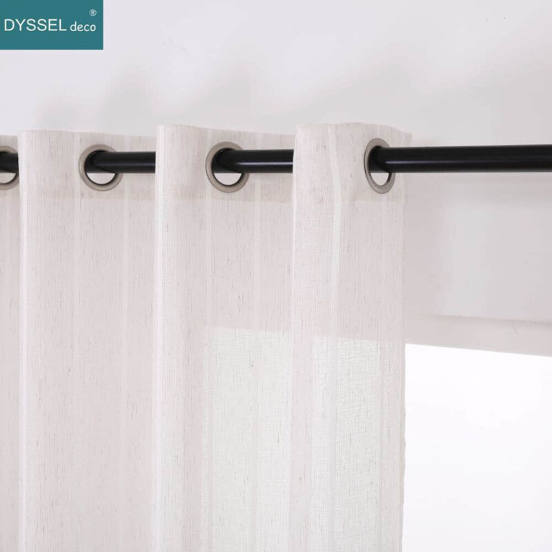 Retro Decorative Linen Striped Home Brown Semi Sheer window Curtains