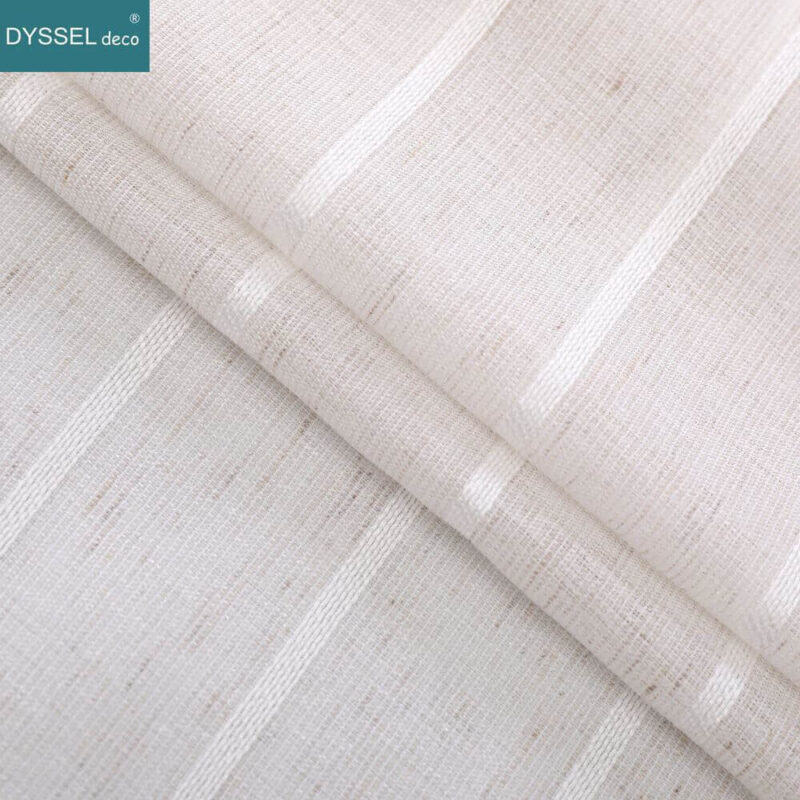 Retro Decorative Linen Striped Home Brown Semi Sheer window Curtains - Image 5