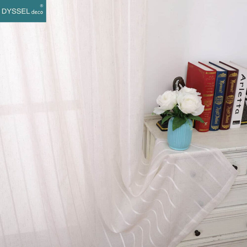 Retro Decorative Linen Striped Home Brown Semi Sheer window Curtains - Image 6