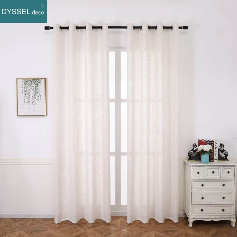 Solid Home Decorative Anti-UV Natural Linen Curtains - Image 2
