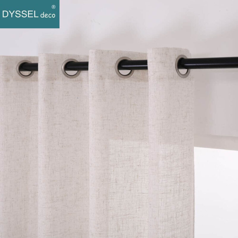 Solid Home Decorative Anti-UV Natural Linen Curtains - Image 3