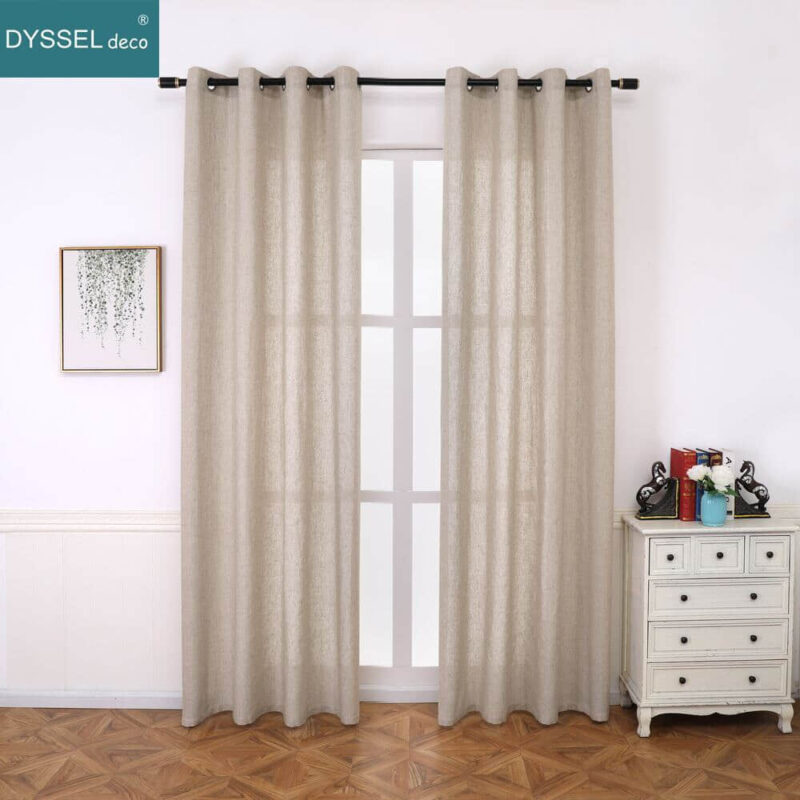 Solid Home Decorative Anti-UV Natural Linen Curtains - Image 4