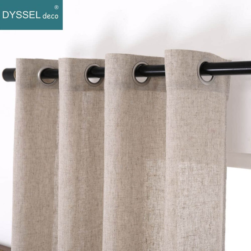 Solid Home Decorative Anti-UV Natural Linen Curtains