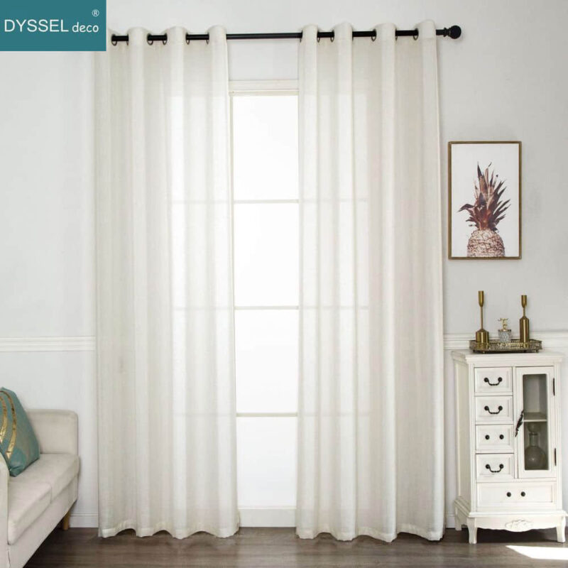 Modern Decorative Linen Solid Home Sheer Curtains - Image 2