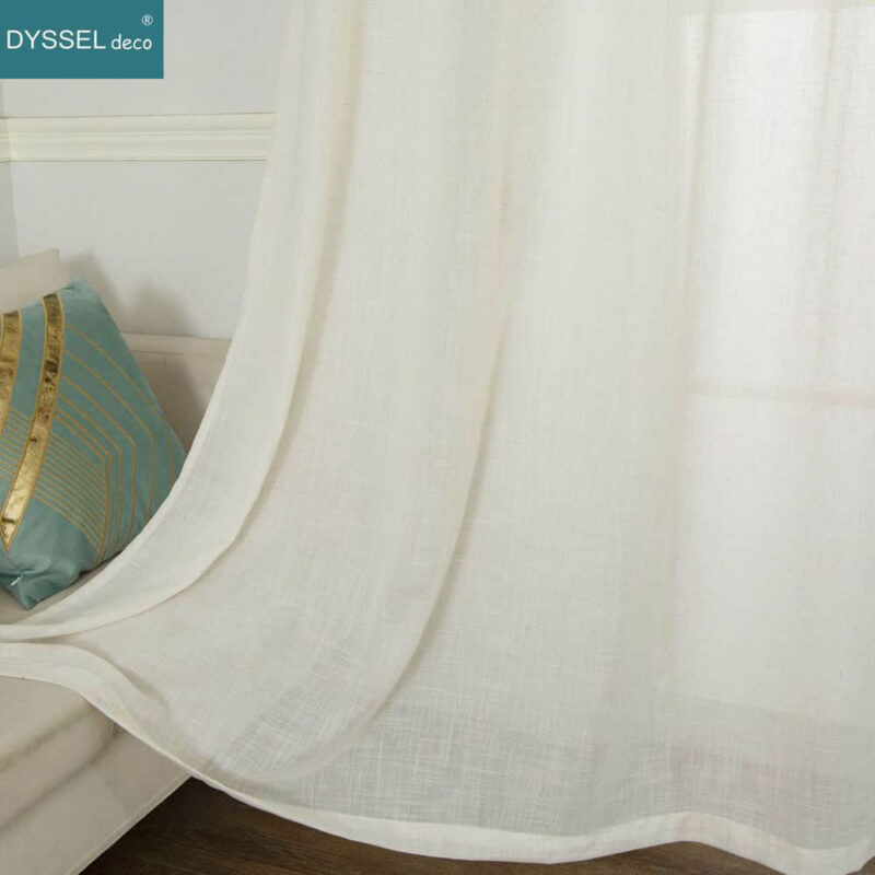 Modern Decorative Linen Solid Home Sheer Curtains - Image 5