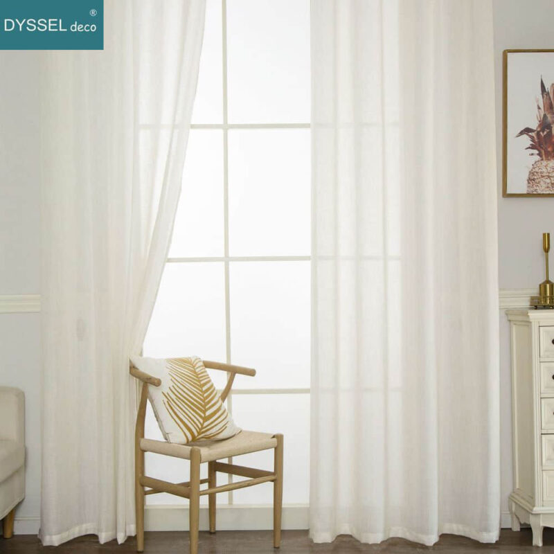 Modern Decorative Linen Solid Home Sheer Curtains - Image 6