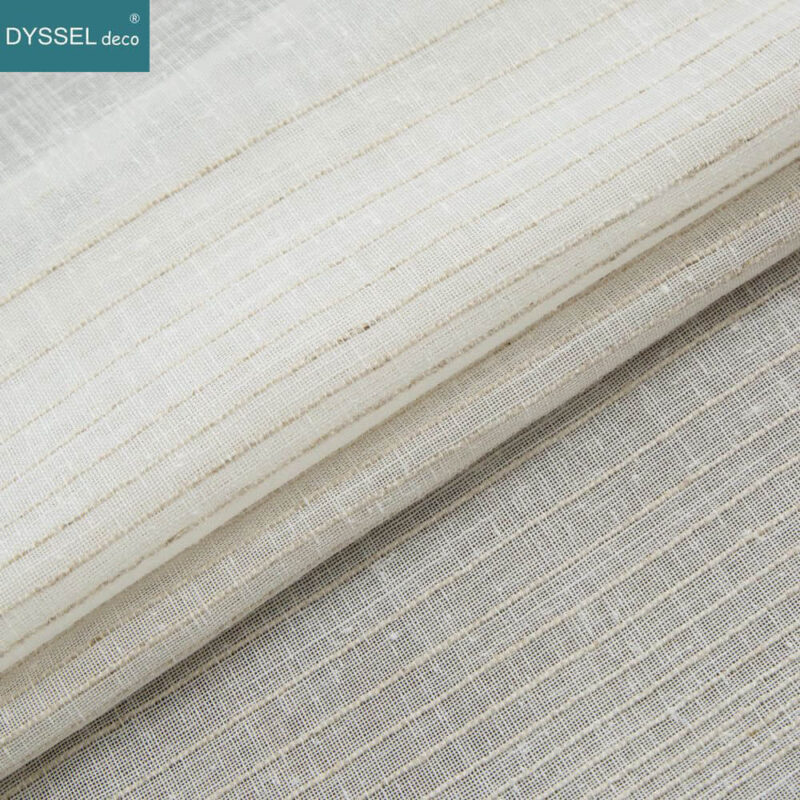 Modern Natural linen stripe tulle sheer gromment windows curtain - Image 7