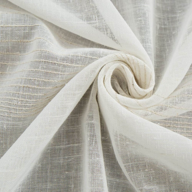 Modern Natural linen stripe tulle sheer gromment windows curtain - Image 8